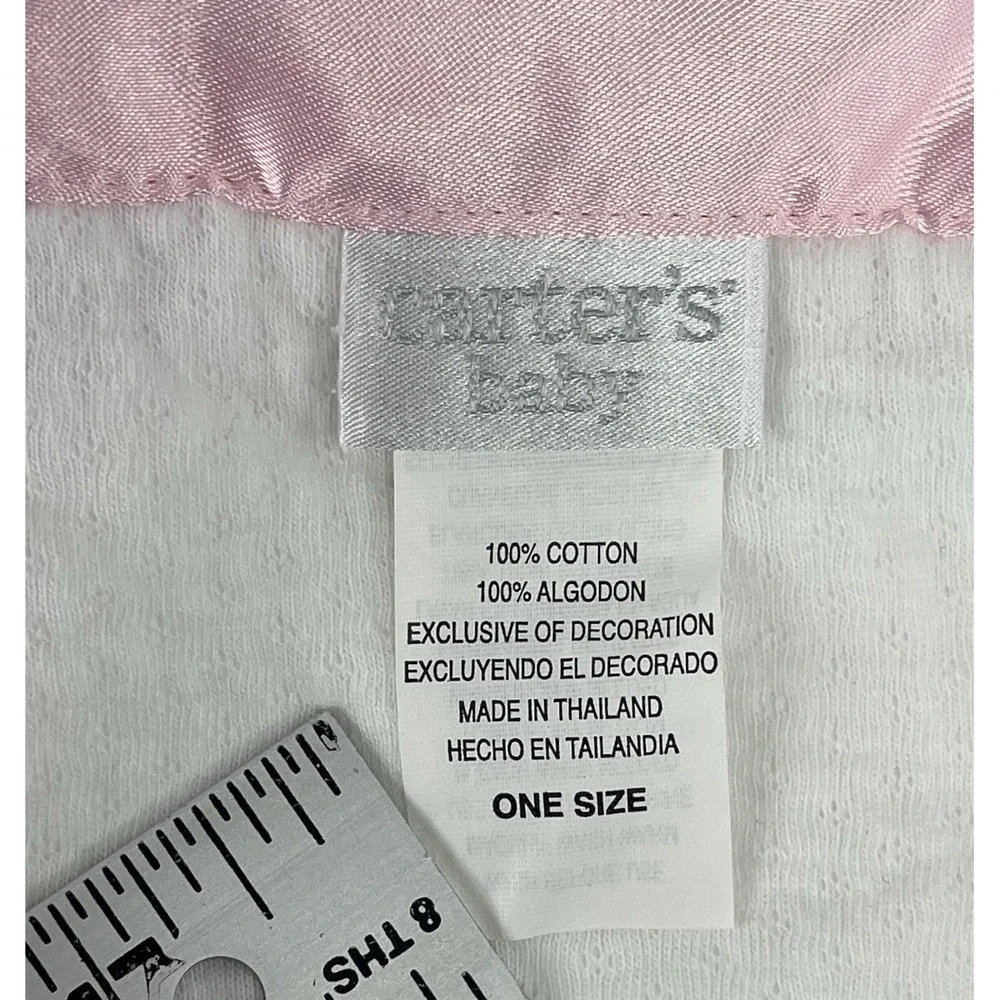Vintage Carters Little Rose Baby Blanket Flowers Satin Trim‎ 100% Cotton White